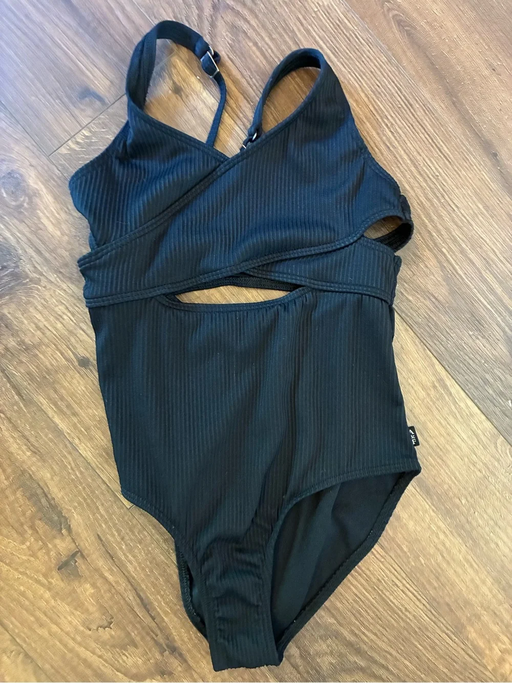 abercrombie kids Black Ribbed One-Piece Swimsuit